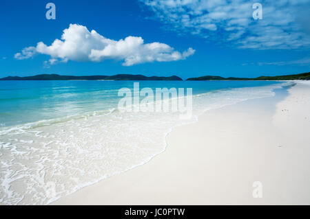 Am berühmten Whitehaven Beach auf Whitsunday Island. Stockfoto