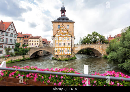 Altes Rathaus Mit Rottmeisterhäuschen in Bamberg Stockfoto