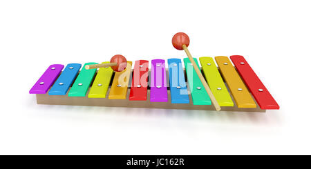 Holz Xylophon auf weißem Hintergrund Stockfoto