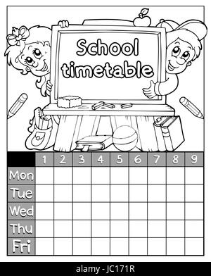 Färbung Buch Zeitplan Thema 3 - Bild-Darstellung. Stockfoto