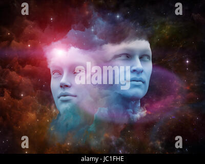 Menschliche Träume Serie. Künstlerische Hintergrund gemacht Fused menschliche Formen, fraktale Formen und Texturen für den Einsatz mit Projekten auf Verstand, Phantasie, Einheit, Freundschaft und Liebe Stockfoto