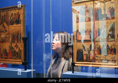 Szenen aus dem Leben Christi Platten aus einem ehemaligen Dyptych datiert 1300-5. Presse-Preview an nationale Galerie von Giovanna Da Rimini Kunstwerke Credit: Amer Ghazzal/Alamy Live-Nachrichten Stockfoto