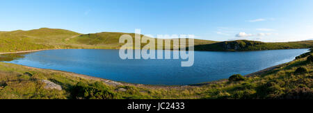 Builth Wells, Powys, Wales, UK. 13. Juni 2017. Ein ruhiger Abend mit blauem Himmel an einem kleinen See auf der Mynydd Epynt Range nahe Builth Wells in Powys, Wales, Großbritannien. Bildnachweis: Graham M. Lawrence/Alamy Live-Nachrichten Stockfoto