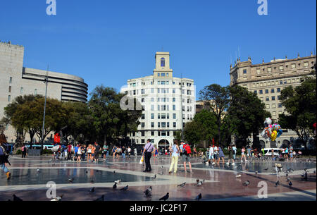 Plaça de Catalunya, Barcelona, Spanien Stockfoto