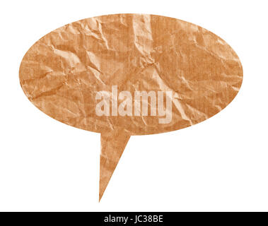 zerknitterte Sprechblase isoliert auf weiss Stockfoto
