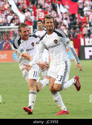 DAVID BECKHAM feiert seinen G CHIVAS USA V LOS ANGELES GALAX CARSON LOS ANGELES Kalifornien USA 3. Oktober 2010 Stockfoto