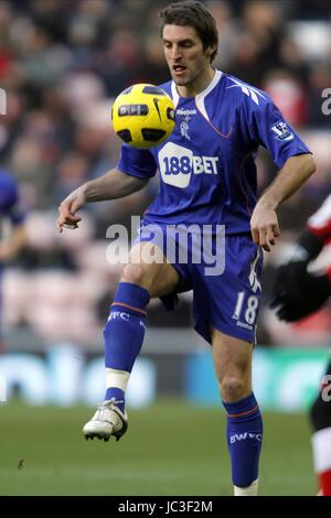 SAM RICKETTS BOLTON WANDERERS FC BOLTON WANDERERS FC Stadion von leichten SUNDERLAND ENGLAND 18. Dezember 2010 Stockfoto