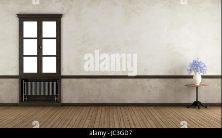 Leeren Retro-Raum mit Holz-Fenster und alte Heizkörper - 3d rendering Stockfoto