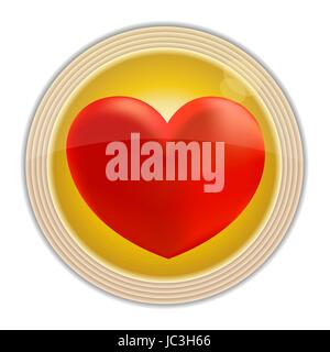 Rotes Herz in einem Kreis Symbol Schaltfläche Design Element Vektorbild. Stock Vektor