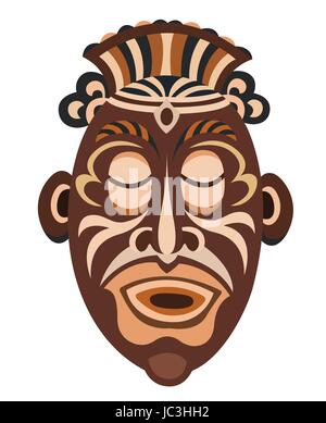 Afrikanische Papua Maske isoliert auf weißem Hintergrund Stock Vektor