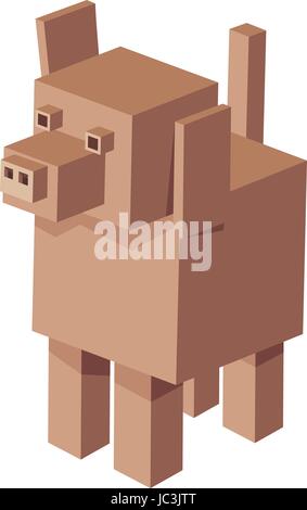 Comic-Illustration von kubischen Hund Tiere 3d Spielfigur Stock Vektor