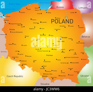 Farbe Vektorkarte von Polen Land Stockfoto