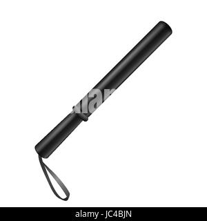 Langen schwarzen Kautschuk Baton. Polizei Bat. Sicherheit Schlagstöcke. 3D Vektor realistisch Stock Vektor