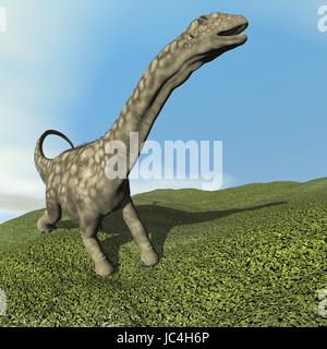 Argentinosaurus Dinosaurier zu Fuß auf dem Rasen durch Tag - 3D render Stockfoto