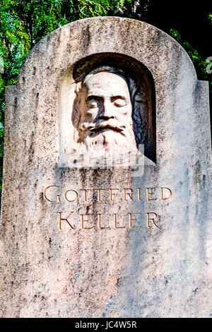 Schnappen Sie sich die von Gottfried Keller in Zürich; Grab von Gottfried Keller in Zürich Stockfoto