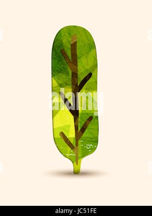 Grüner Baum Kunst mit Natur-Textur. Konzept-Illustration für Umwelt-Pflege oder Ökologie-Help-Projekt. EPS10 Vektor. Stock Vektor