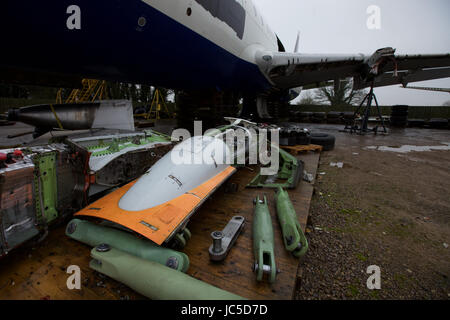 Passagierflugzeug wohin um zu sterben. Einige Flugzeugteile finden ihren Weg in Filmen. Teile wie diese wurden in den letzten Star Wars Film verwendet. Stockfoto