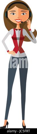 Customer Service Call-Center-Betreiber im Einsatz. Frau-Kunden-Service-Vektor-Illustration. Stock Vektor
