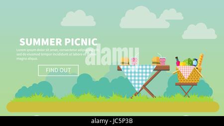 Outdoor-Picknick im Park-banner Stock Vektor