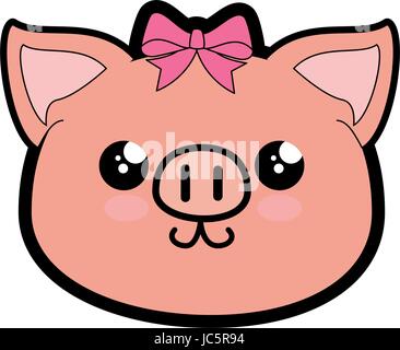 Schwein-Kawaii-cartoon Stock Vektor