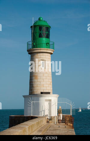 Frankreich, Bretagne, Pays De La Loire, Loire-Atlantique, Halbinsel Guerande, Le Croisic, Leuchtturm, Phare De La Jete de Tr? Hic, Frankreich, Bretagne, Stockfoto