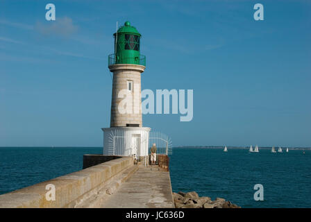 Frankreich, Bretagne, Pays De La Loire, Loire-Atlantique, Halbinsel Guerande, Le Croisic, Leuchtturm, Phare De La Jete de Tr? Hic, Frankreich, Bretagne, Stockfoto