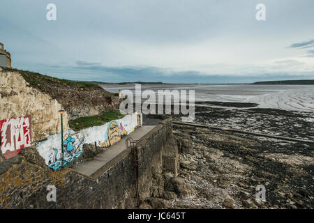 Blick über Weston Bucht Brean down vom in der Nähe von Birnbeck Pier, Weston-super-Mare Stockfoto