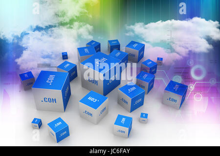 Dot-Com-Domain in Würfel Stockfoto