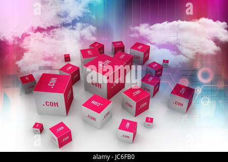 Dot-Com-Domain in Würfel Stockfoto