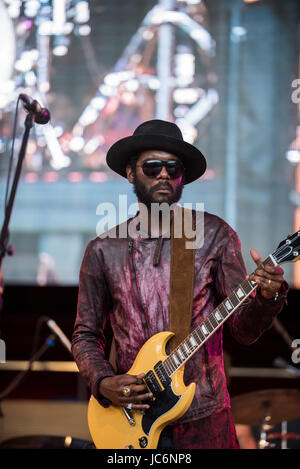 Gary Clark Jr. führt auf dem Chicago Blues Festival im Millennium Park am 11. Juni 2017 in Chicago, Illinois. Foto: Max Herman/Alamy Stockfoto