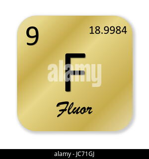 Schwarzen Fluor Element, französische Fluor in goldene quadratische Form, die in weißen Hintergrund isoliert Stockfoto