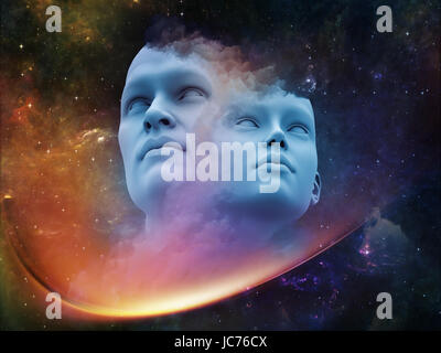 Menschlichen Dawn Serie. Abstrakte Konstruktion aus menschlichen fraktale Formen und Farben zum Thema Kunst, Kreativität, Fantasie, Wissenschaft und design Stockfoto