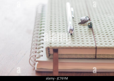 Stift auf zwei Notebooks, Fotoarchiv Stockfoto