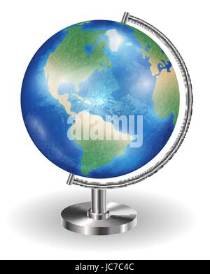 echten Planeten Erdkugel mit Stahl stehen Stock Vektor