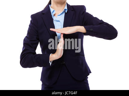 Geschäftsfrau mit Pause Handbewegung Stockfoto