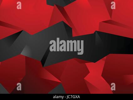 Rote und schwarze abstrakte 3d polygonale Formen Vektor modernen Hintergrund Stock Vektor