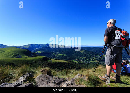 Frankreich, Puy-de-Dôme (63), Murat-le-Quaire, la Banne d'Ordanche (1 512 m), Panorama au Sommet et Paysages Sur Les Monts du Cantal / / Frankreich, Puy-de-Do Stockfoto