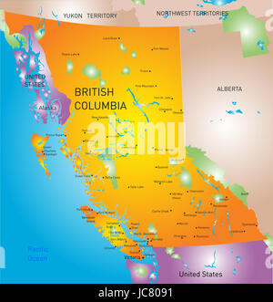 Vektor-british Columbia Province Karte Stockfoto