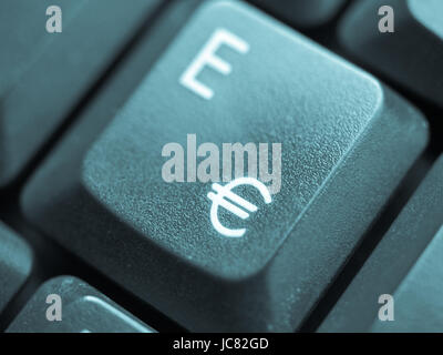 Detail der Tasten auf einer Computertastatur - cool Cyanotypie Stockfoto