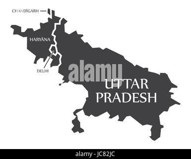 Chandigarh - Staaten Haryana - Delhi - Uttar Pradesh Karte Illustration of Indian Stock Vektor