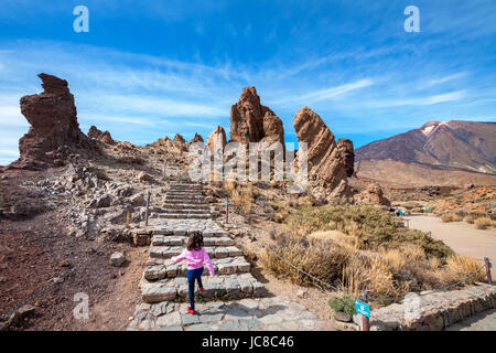 Los Roques de Garcia-Formation und den Vulkan Teide. Teneriffa, Kanarische Inseln, Spanien Stockfoto