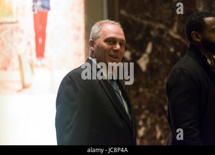 United States House Mehrheit Peitsche Steve Scalise (Republikanische von Louisiana) ist in der Lobby des Trump Tower in New York, NY, USA bei seiner Ankunft am 12. Dezember 2016 gesehen. Bildnachweis: Albin Lohr-Jones/Pool über CNP /MediaPunch Stockfoto