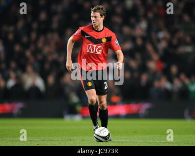 JONNY EVANS MANCHESTER UNITED FC CITY OF MANCHESTER STADIUM MANCHESTER ENGLAND 19. Januar 2010 Stockfoto