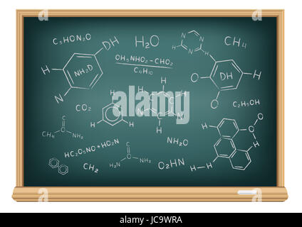 Die Schultafel und Kreide gezogen chemische Formel Stockfoto