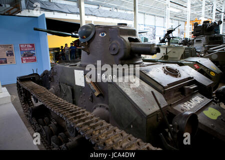 Panzermuseum, Dorset, England - fast 300 Fahrzeuge aus 26 Ländern, drittgrößte Sammlung von gepanzerten Fahrzeugen der Welt. Stockfoto