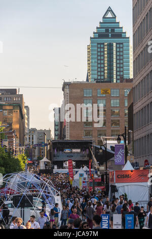 Place des Arts während Francofolies Festival, Montreal (Juni 2017) Stockfoto