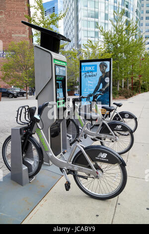 Hubway Boston Fahrradverleih teilen Schema USA Stockfoto