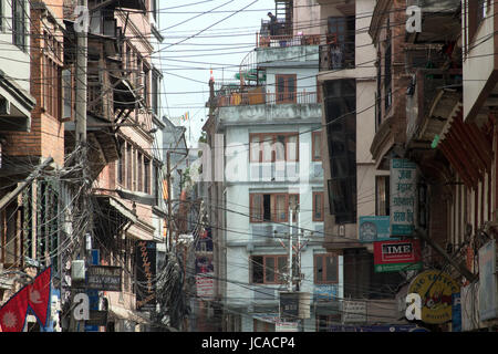 Alten Freak Street oder Freak - Jhochhen Tole - Seitenstraße Durbar Square Kathmandu, Nepal Stockfoto