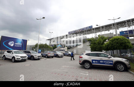 Eine Gesamtansicht außerhalb der Kolporter Arena in Kielce, Polen. PRESSEVERBAND Foto. Bild Datum: Mittwoch, 14. Juni 2017. England bekommen ihre 2017 UEFA Euro u-21-Kampagne im Gange gegen Schweden in der Kolporter Arena am Freitagabend. Bildnachweis sollte lauten: Nick Potts/PA Wire. Einschränkungen: Editorial Gebrauch, nicht für kommerzielle Zwecke ohne vorherige Genehmigung. Stockfoto