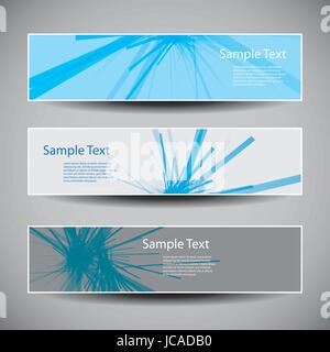 Satz von drei bunten Header oder Banner mit abstrakten Design Vorlage-Darstellung im Vektorformat frei skalierbar und editierbar Stock Vektor